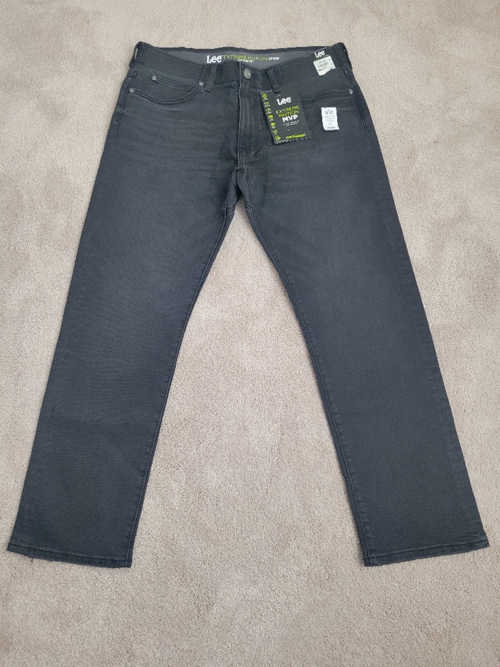 LEE Men's Extreme Motion MVP Slim Straight Jeans Size 36 X 30 Black